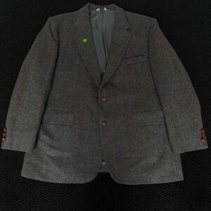 Hunting Horn J Riggs 46R Men's Wool Blazer Jacket Sport‎ Coat Herringbone Gray